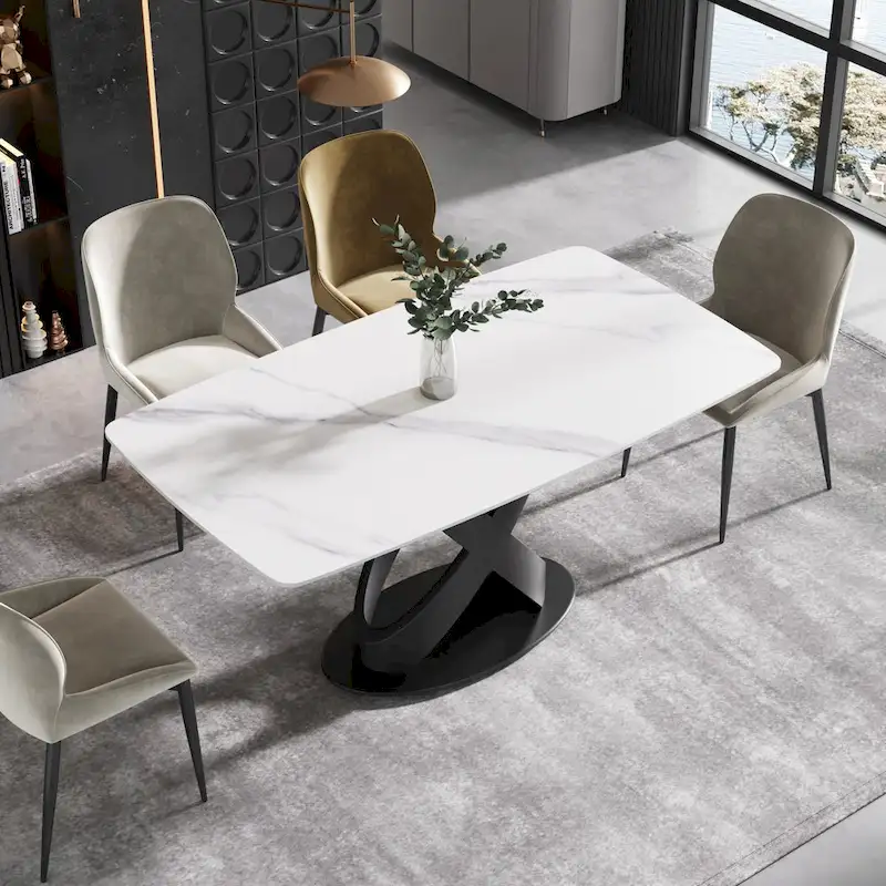 63 inch Modern White Rectangular Dining Table