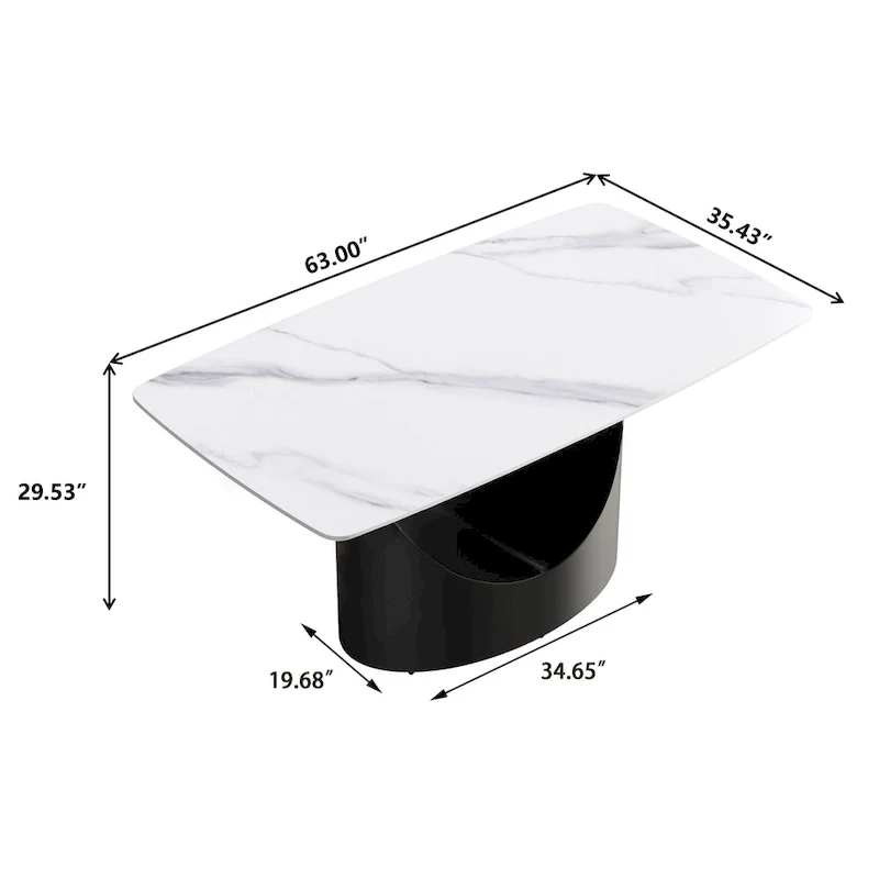 63 inch Modern White Rectangular Dining Table