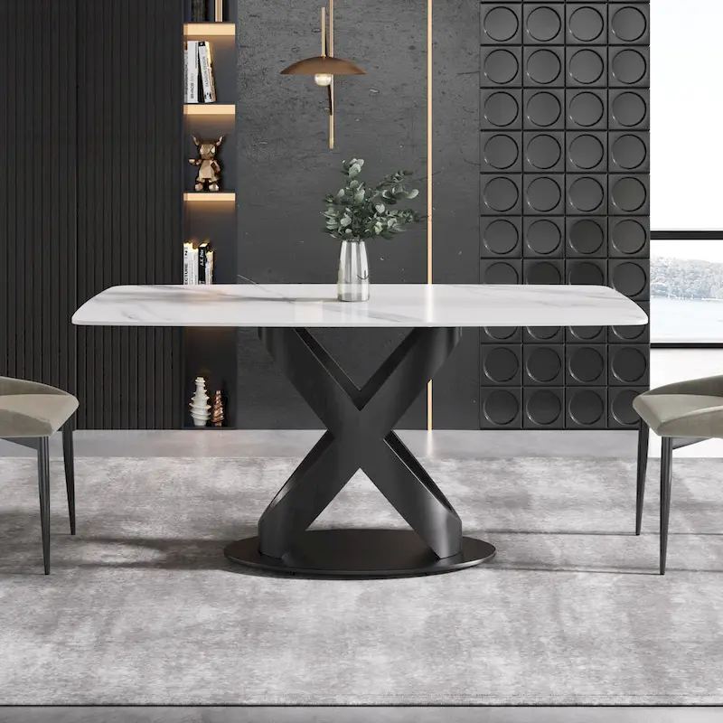 63 inch Modern White Rectangular Dining Table