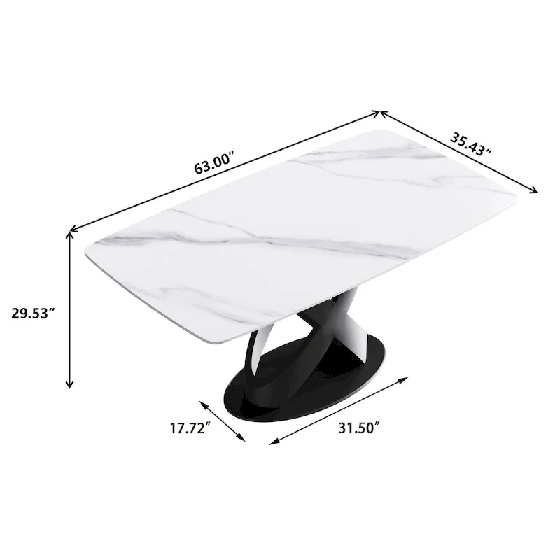 63 inch Modern White Rectangular Dining Table