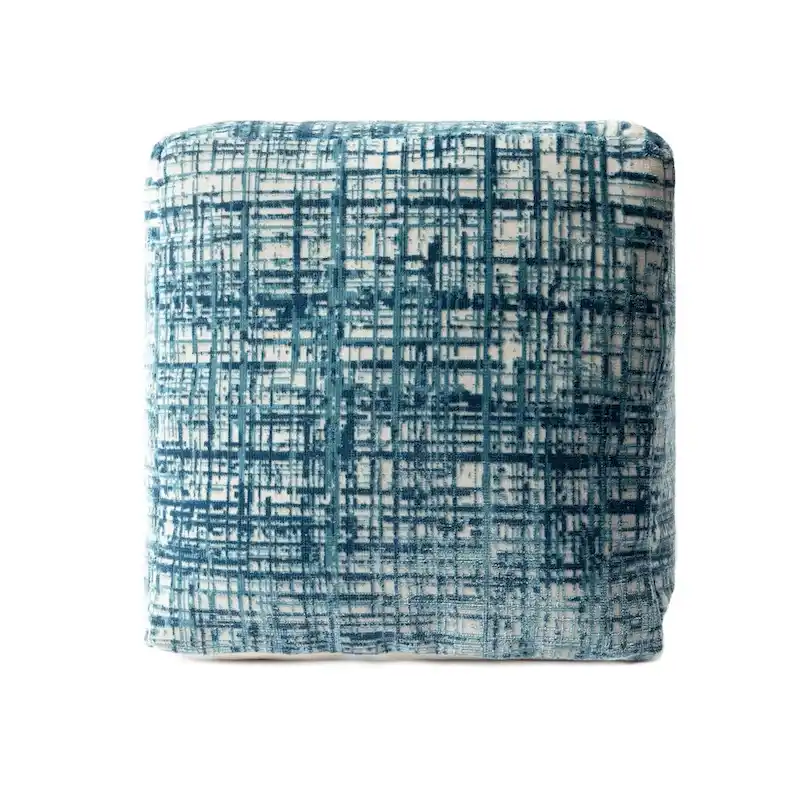 HomeRoots 18 Blue Polyester Blend Ottoman