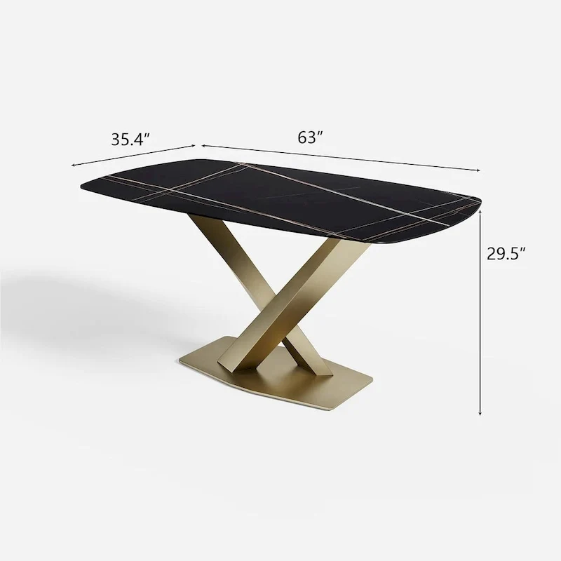 Modern Black Marble Dining Table Rectangular Table