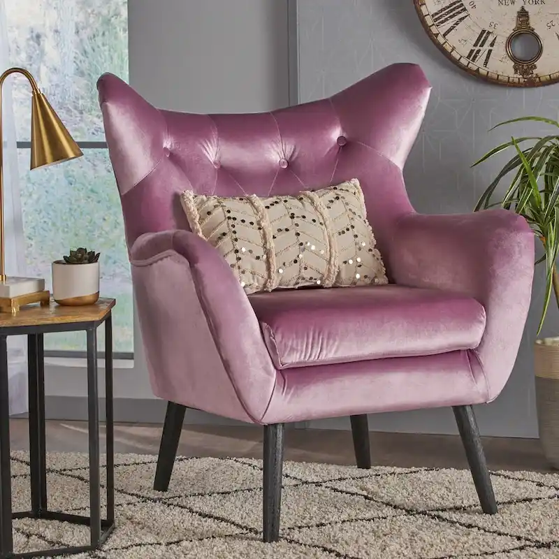 Alyssa Mid-century Upholstered Arm Chair by Christopher Knight Home - 30.25D x 34.25W x 39.75H