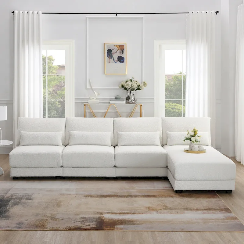 Convertible L-shaped Couch,Wide Seat Sectional Sofa wReversible Chaise