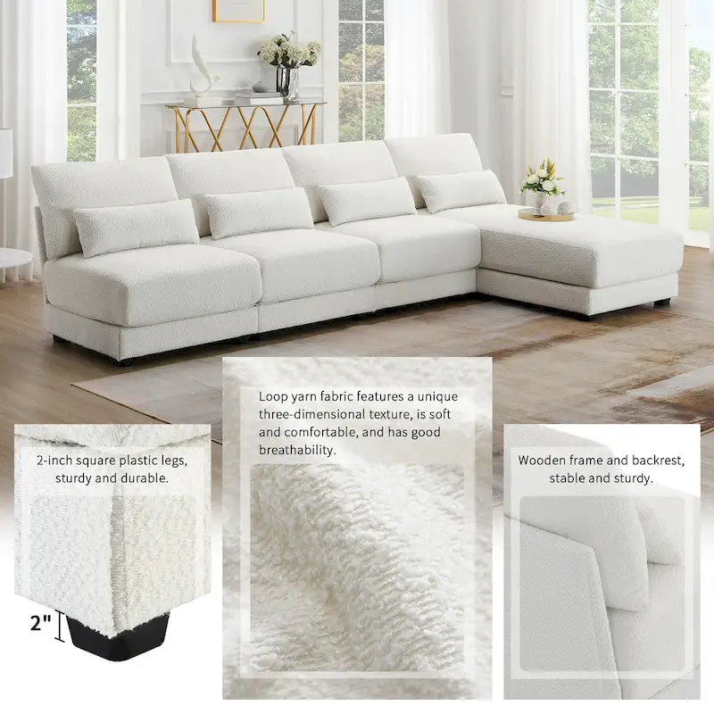 Convertible L-shaped Couch,Wide Seat Sectional Sofa wReversible Chaise