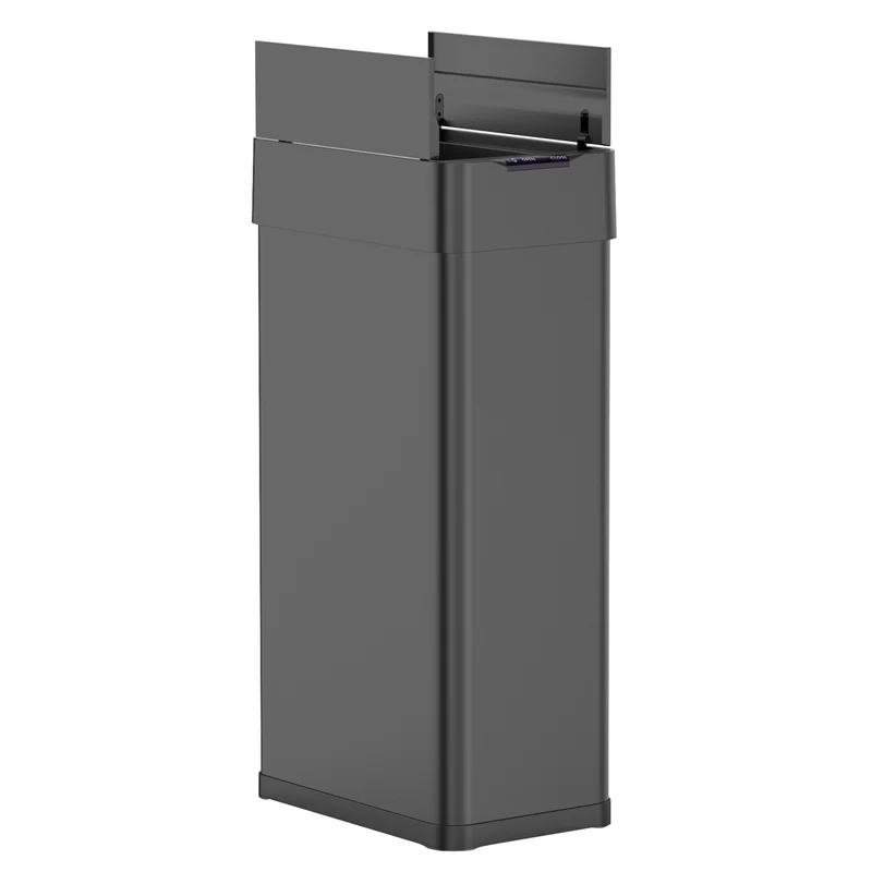 Poubelle de cuisine automatique 90L SILVERLAKE BLACK en acier Inox avec cerclage Ouverture papillon grande capacité