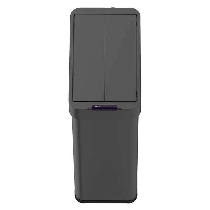 Poubelle de cuisine automatique 90L SILVERLAKE BLACK en acier Inox avec cerclage Ouverture papillon grande capacité