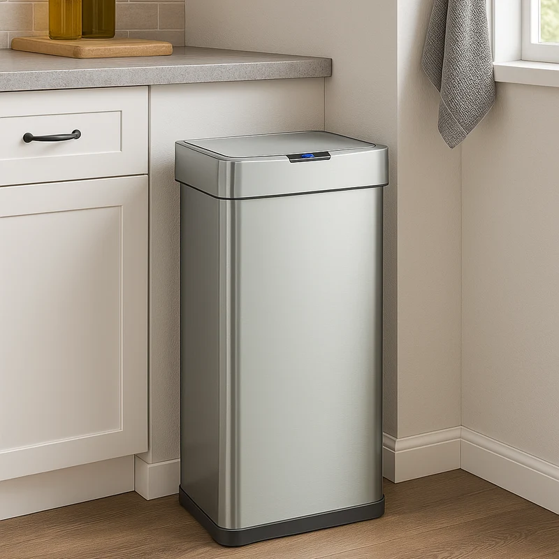 Poubelle de cuisine automatique design 90L DAYTONA en acier INOX avec cerclage