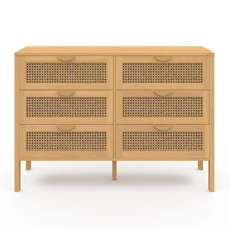 Commode Eve 6 tiroirs en cannage