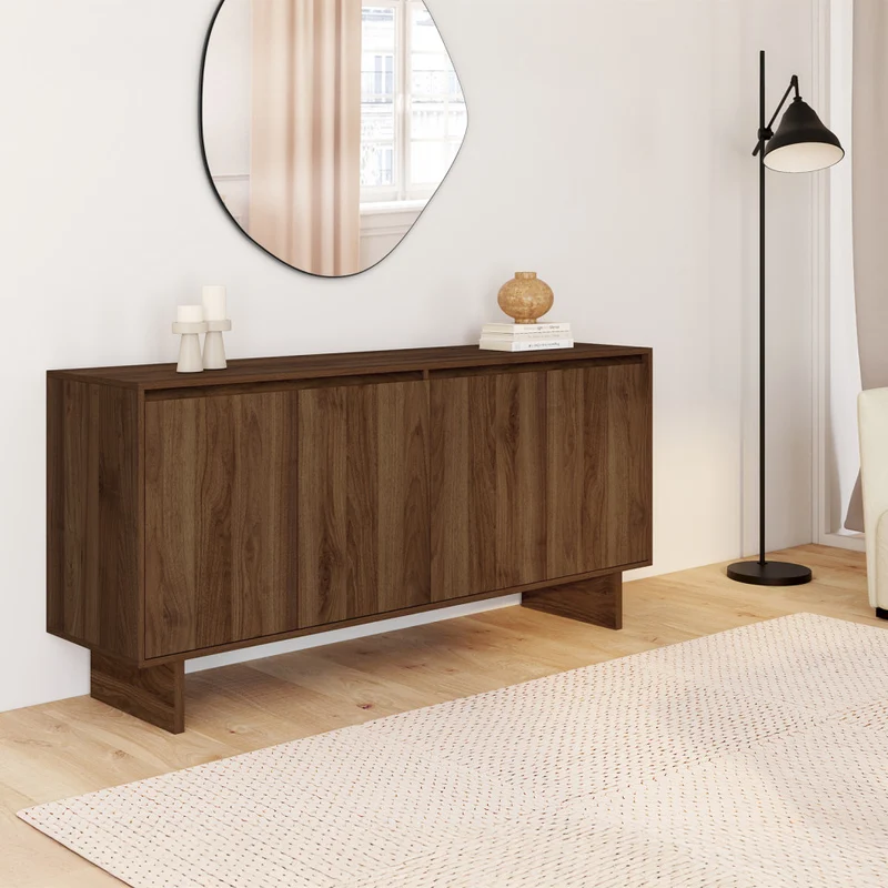 Buffet Yumi 4 portes effet noyer L160cm