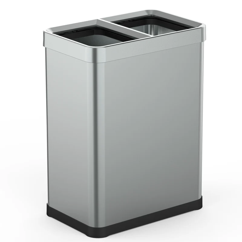Poubelle de tri 2 x 30L en acier inoxydable TALLIN Open Top sans couvercle, design moderne pour bureau, cuisine, hôtel ou restaurant