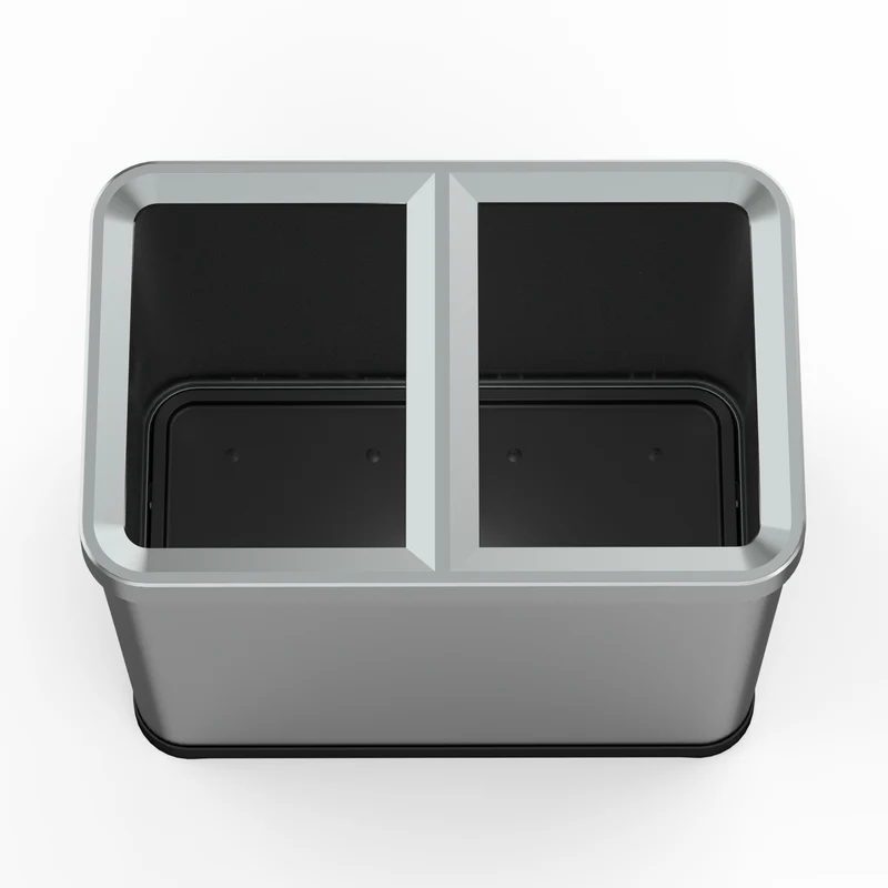 Poubelle de tri 2 x 30L en acier inoxydable TALLIN Open Top sans couvercle, design moderne pour bureau, cuisine, hôtel ou restaurant
