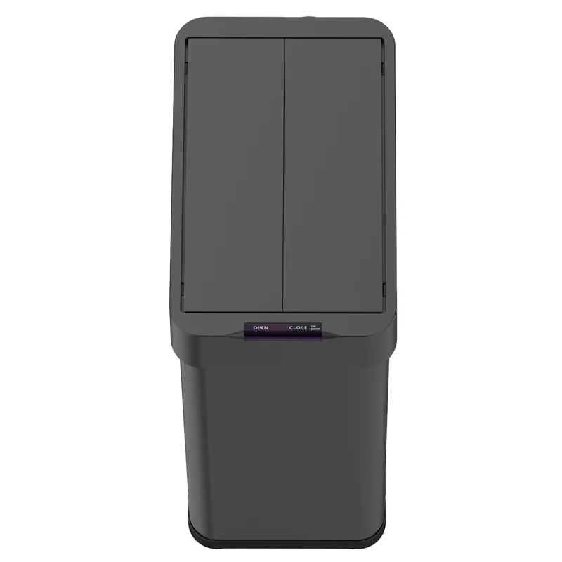 Poubelle de cuisine automatique 70L SILVERLAKE BLACK en acier Inox avec cerclage Ouverture papillon grande capacité