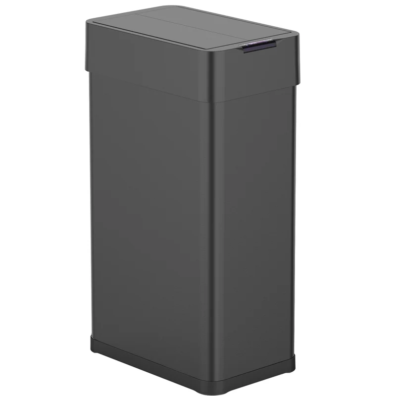 Poubelle de cuisine automatique 70L SILVERLAKE BLACK en acier Inox avec cerclage Ouverture papillon grande capacité
