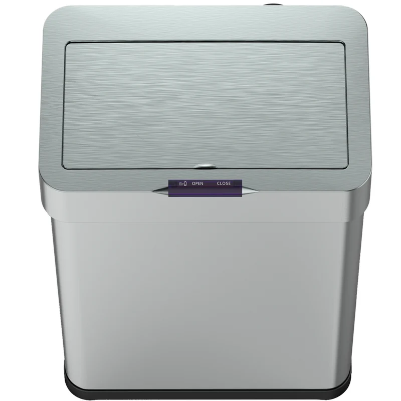 Poubelle de cuisine automatique design 70L DAYTONA en acier INOX avec cerclage
