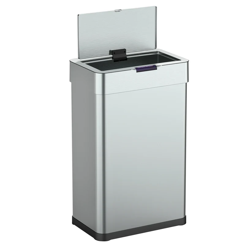 Poubelle de cuisine automatique design 70L DAYTONA en acier INOX avec cerclage