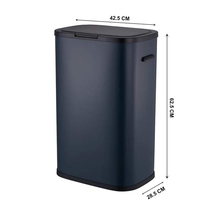 Poubelle de cuisine push 60L PORTLAND en acier Inox GRIS Ouverture par simple pression