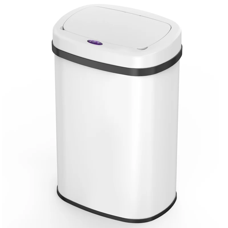 Poubelle de cuisine automatique 58L MAJESTIC WHITE blanc grande capacité en INOX avec cerclage