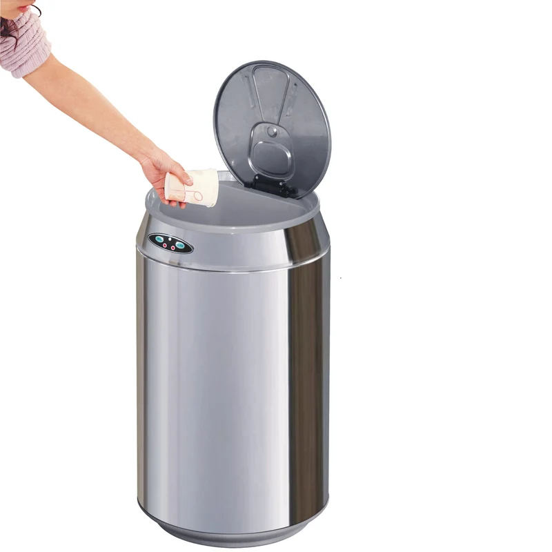 Poubelle de cuisine automatique 30L CAN en acier INOX forme canette avec cerclage