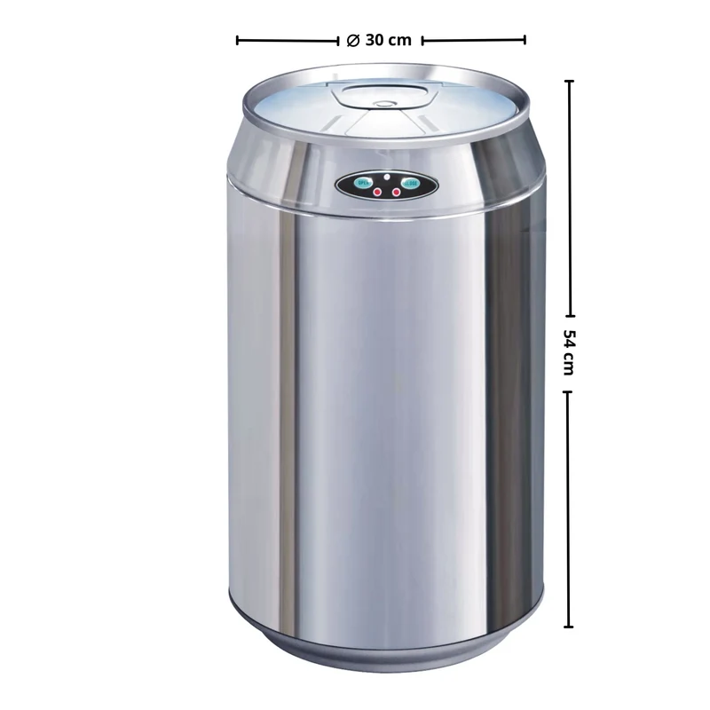 Poubelle de cuisine automatique 30L CAN en acier INOX forme canette avec cerclage