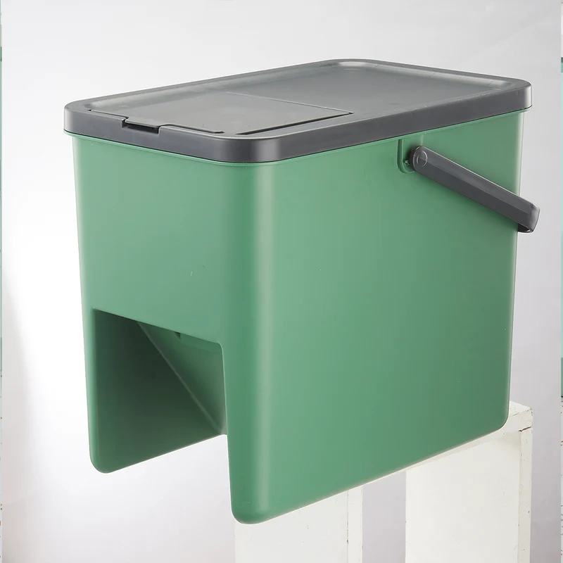 Lot de 3 poubelles Empilables 20L pour Recyclage BERGEN Poubelles de Tri Sélectif en Plastique, Couleurs Jaune, Bleu, Vert et Gris
