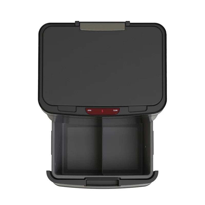Poubelle De Cuisine Automatique Tri Sélectif Double Compartiment 75l NARVIK Noir Mat Recyclage Grande Capacité Et Poubelle De Table 3l