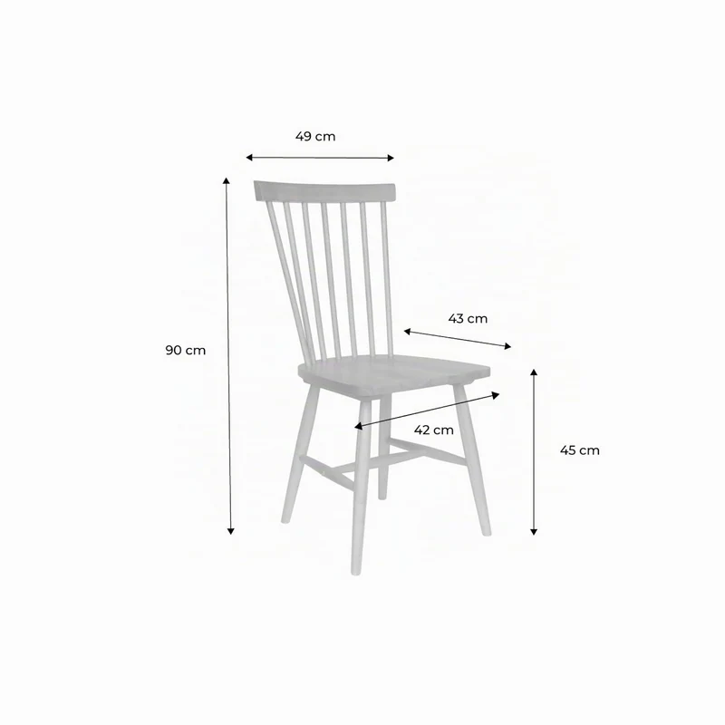 Alice's Home - Lot de 2 chaises Blanches à barreaux en Bois d'hévéa. Romie. L 50.8 x P 44.2 x H 90cm.