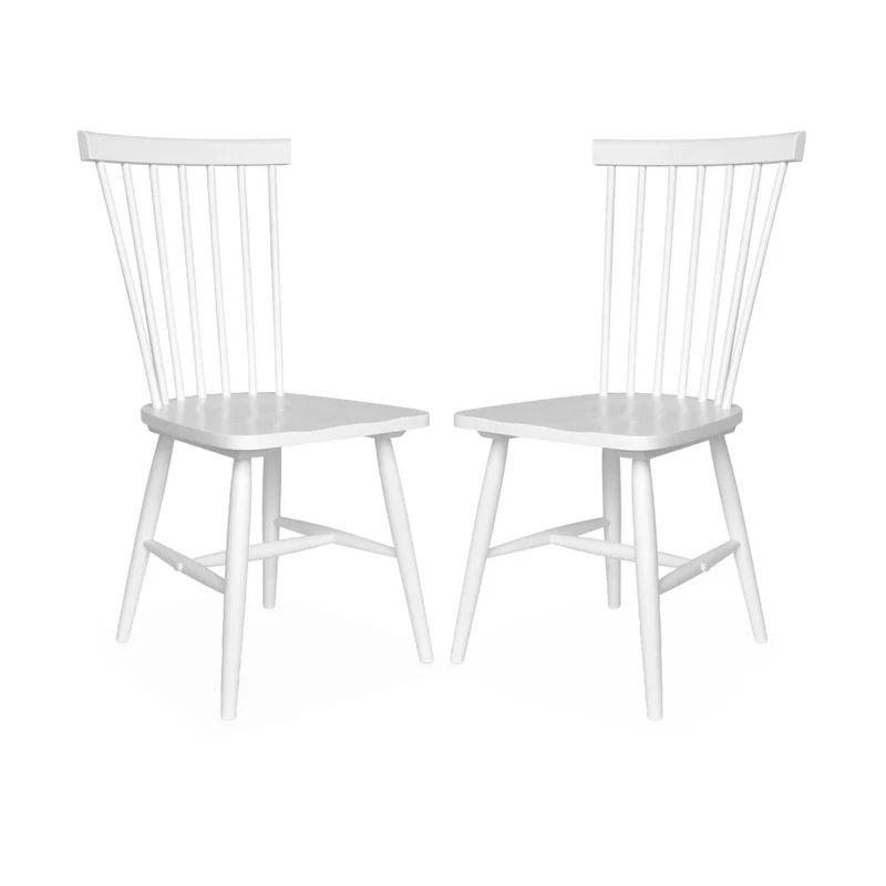 Alice's Home - Lot de 2 chaises Blanches à barreaux en Bois d'hévéa. Romie. L 50.8 x P 44.2 x H 90cm.