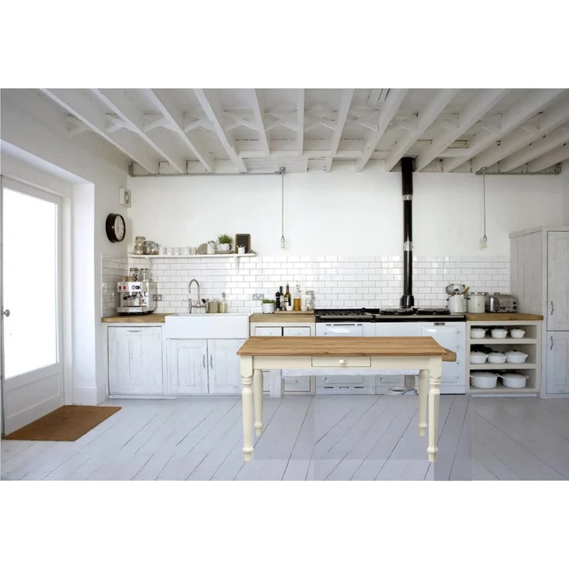 Biscottini Table de Bureau Bois 140x80x80 cm - Table de Cuisine en Tilleul Massif - Table à Manger pour intérieur et extérieur - Table en Bois Massif avec tiroir