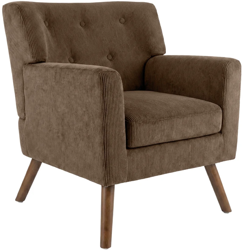 CLP Fauteuil Rembourre en Velours cotele Kioni avec accoudoirs, Fauteuil Bergere Jusqu a 150 kg, Fauteuil Relax et TV pour Salon Couleur:Marron foncé