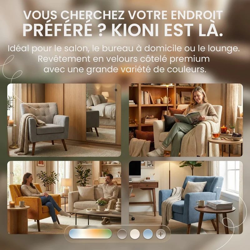 CLP Fauteuil Rembourre en Velours cotele Kioni avec accoudoirs, Fauteuil Bergere Jusqu a 150 kg, Fauteuil Relax et TV pour Salon Couleur:Marron foncé
