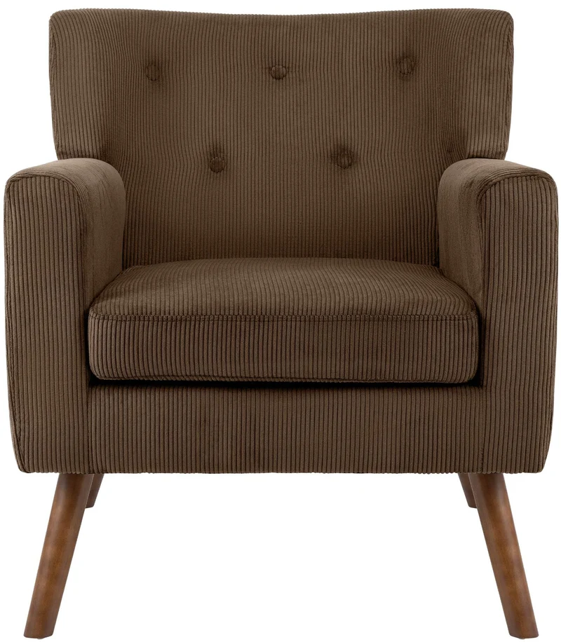 CLP Fauteuil Rembourre en Velours cotele Kioni avec accoudoirs, Fauteuil Bergere Jusqu a 150 kg, Fauteuil Relax et TV pour Salon Couleur:Marron foncé
