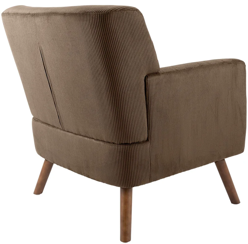 CLP Fauteuil Rembourre en Velours cotele Kioni avec accoudoirs, Fauteuil Bergere Jusqu a 150 kg, Fauteuil Relax et TV pour Salon Couleur:Marron foncé