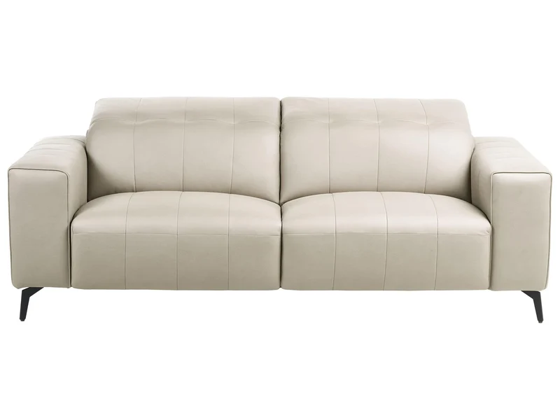 Beliani Canapé Moderne en Tissu 3 Places Appuie-Tête Réglable Dossier Rabattable Pieds en Métal Beige Clair Ommel