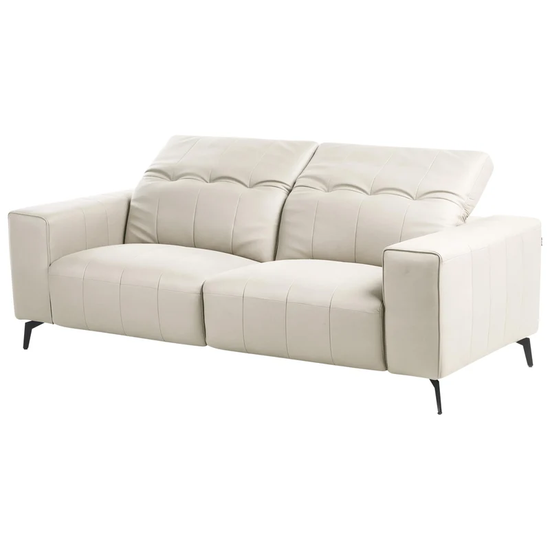 Beliani Canapé Moderne en Tissu 3 Places Appuie-Tête Réglable Dossier Rabattable Pieds en Métal Beige Clair Ommel