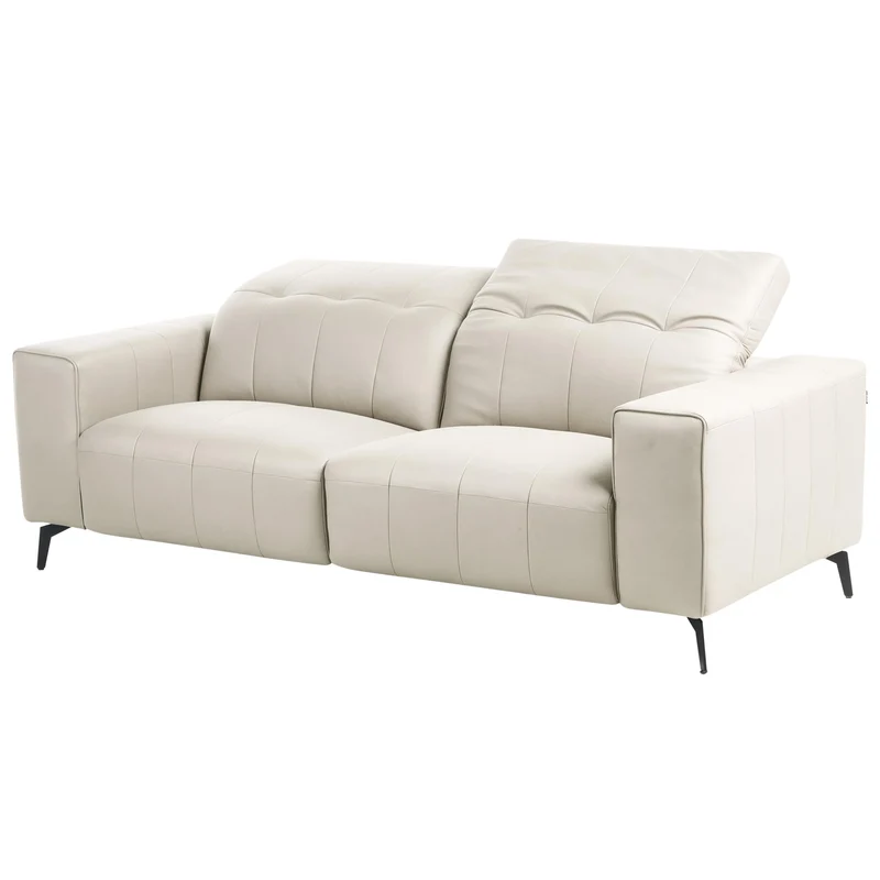 Beliani Canapé Moderne en Tissu 3 Places Appuie-Tête Réglable Dossier Rabattable Pieds en Métal Beige Clair Ommel