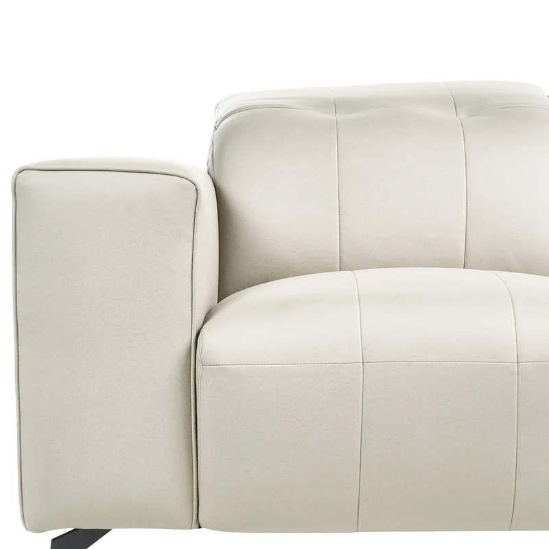Beliani Canapé Moderne en Tissu 3 Places Appuie-Tête Réglable Dossier Rabattable Pieds en Métal Beige Clair Ommel