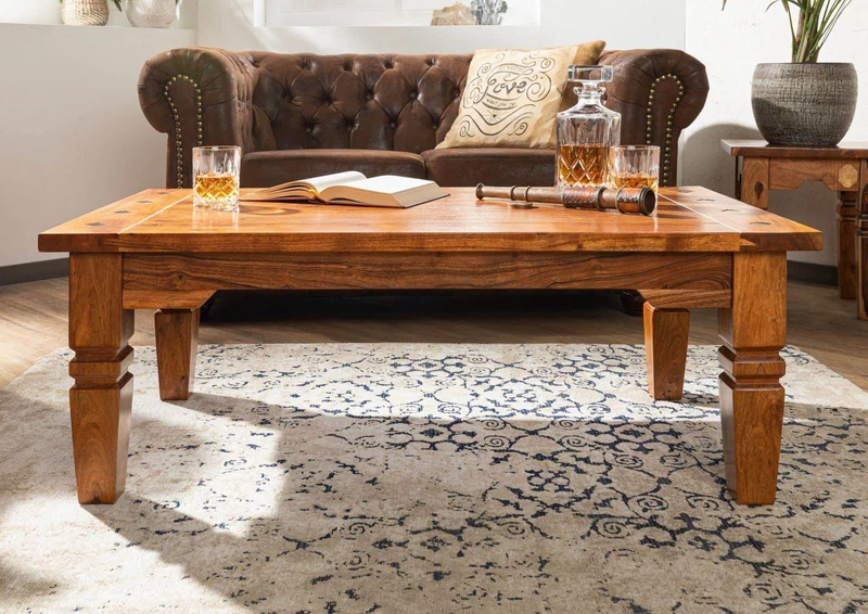 MASSIVMOEBEL24.DE Table Basse 110x60 Acacia laqué Miel Oxford #0428