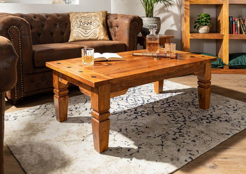 MASSIVMOEBEL24.DE Table Basse 110x60 Acacia laqué Miel Oxford #0428