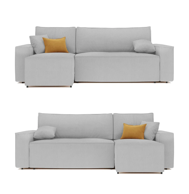 Canapé d’Angle Convertible réversible 244 x 145 cm Gris Clair