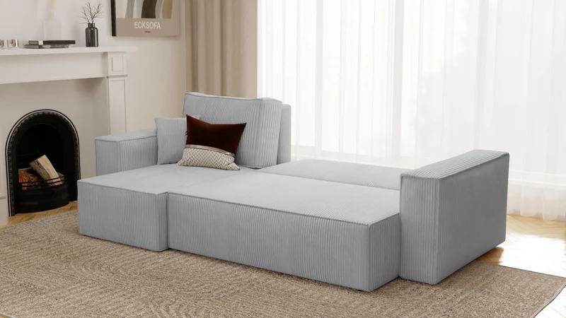 Canapé d’Angle Convertible réversible 244 x 145 cm Gris Clair