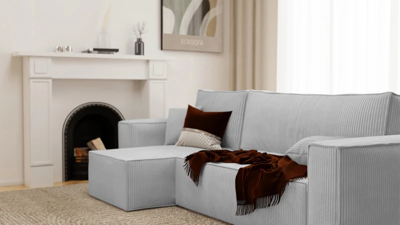 Canapé d’Angle Convertible réversible 244 x 145 cm Gris Clair