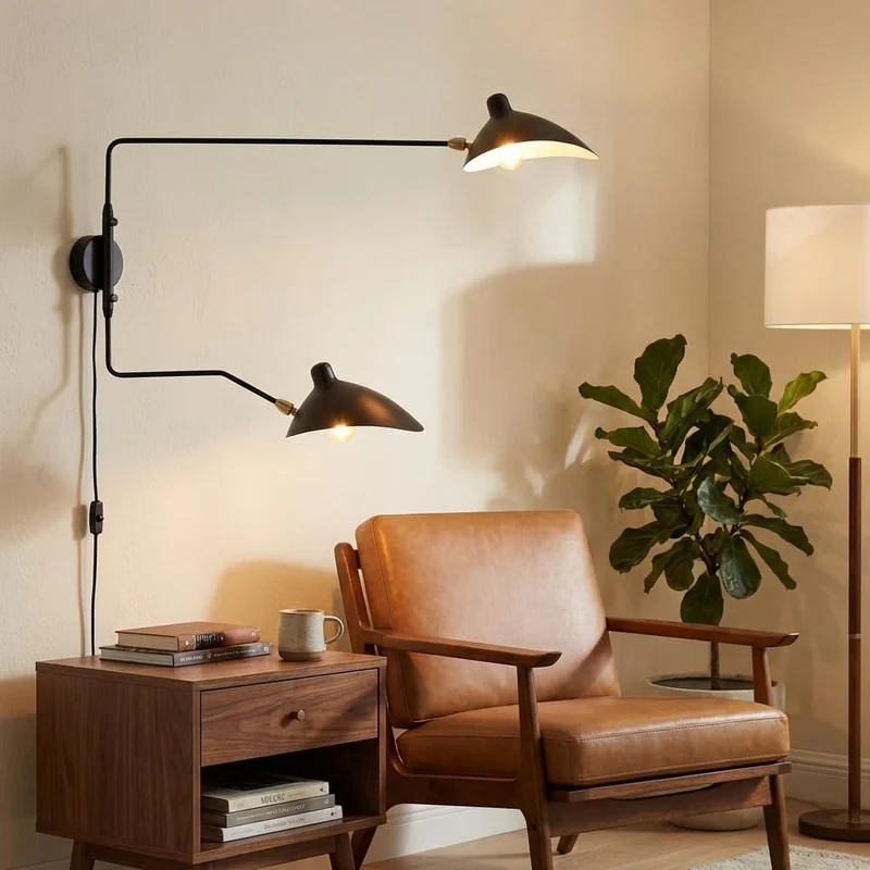 BARCELONA LED Applique Louise Noire Design 2xE27 Avec Prise