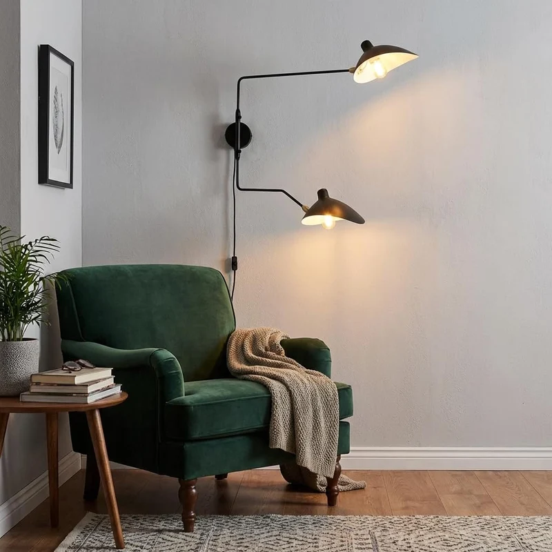 BARCELONA LED Applique Louise Noire Design 2xE27 Avec Prise