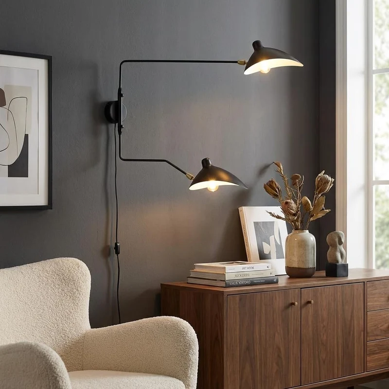 BARCELONA LED Applique Louise Noire Design 2xE27 Avec Prise