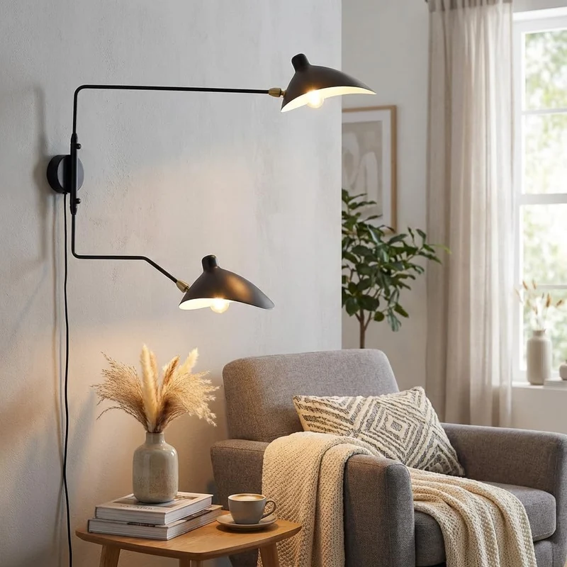 BARCELONA LED Applique Louise Noire Design 2xE27 Avec Prise