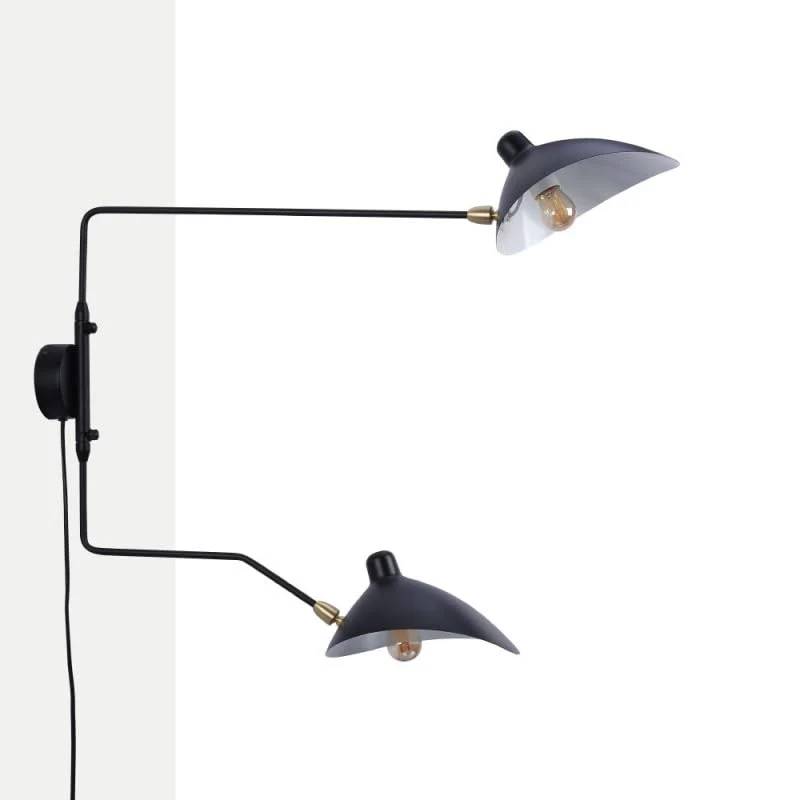 BARCELONA LED Applique Louise Noire Design 2xE27 Avec Prise
