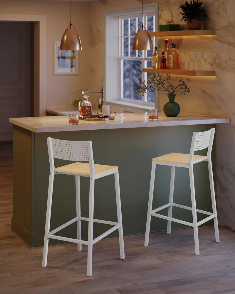 VASAGLE Tabourets de Bar, Lot de 2, Sièges Cuisine, Style Industriel