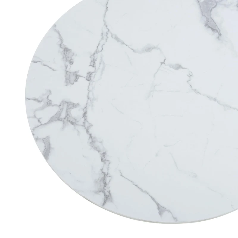 [en.casa] Table Basse de Salon avec Plateau Rond Table d'Appoint Style Intemporel Bout de Canapé pour Salle de Séjour Chambre Bureau Panneau de Particules 80 x 42 cm Effet Marbre Blanc