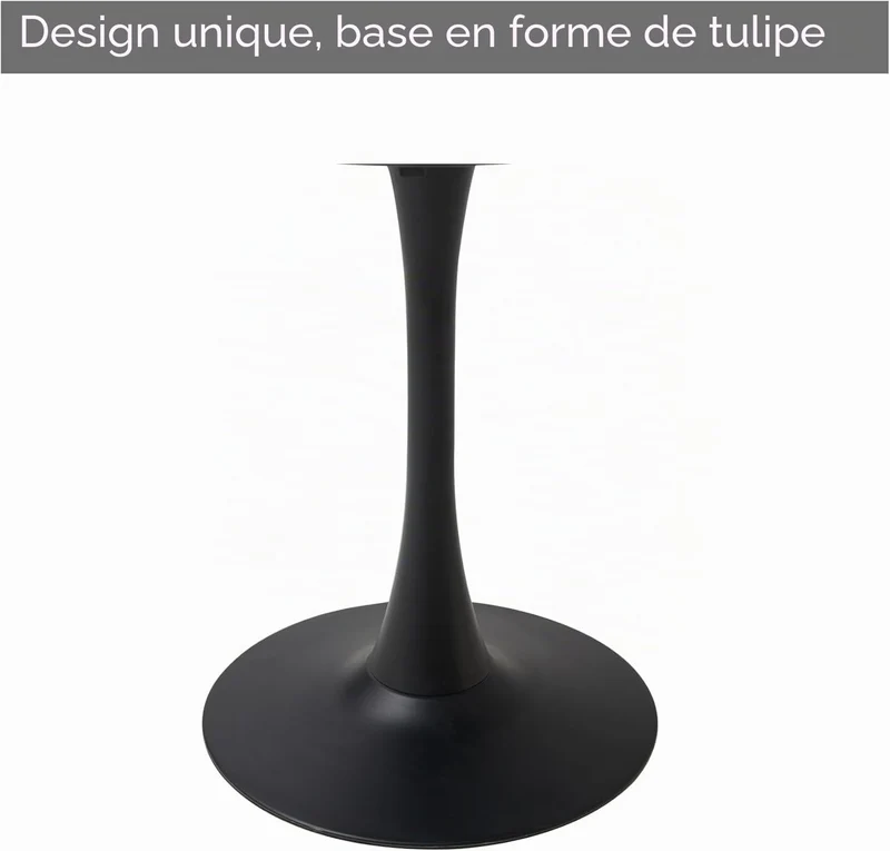 GrandCA HOME Table de Salle à Manger Ronde Moderne Noir de 110 cm avec Piédestal Design Tulipe, Table de Loisirs Mid-Century pour Cuisine, Salle à Manger et Salon